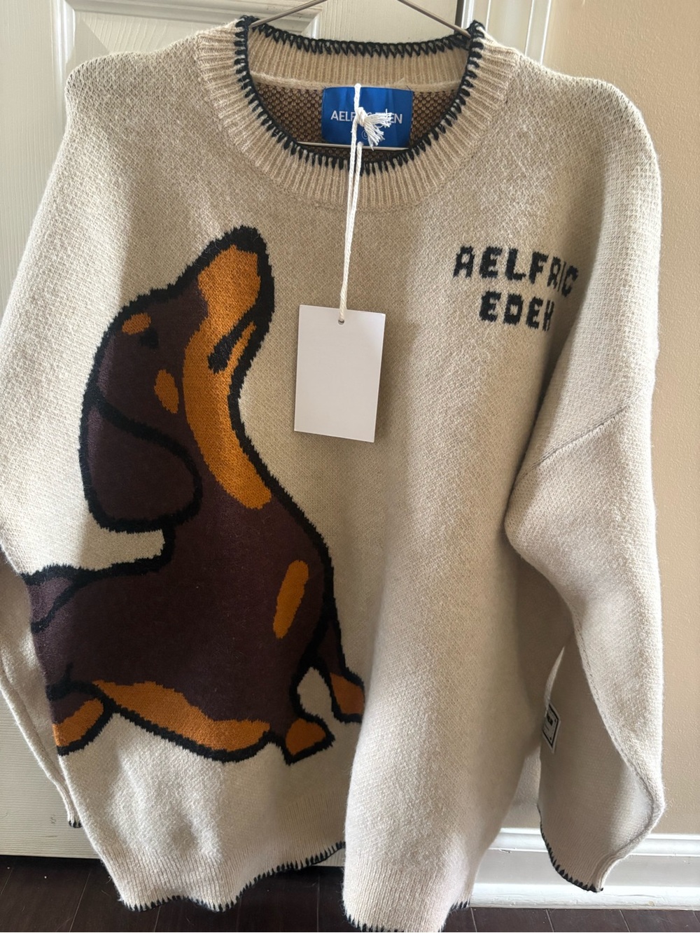 Aelfric Eden Hand Drawn Dachshund Hound Jacquard Sweater Large